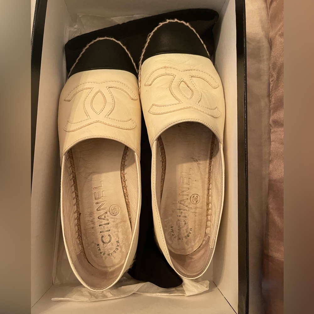 Chanel Beige and Black Espadrilles
